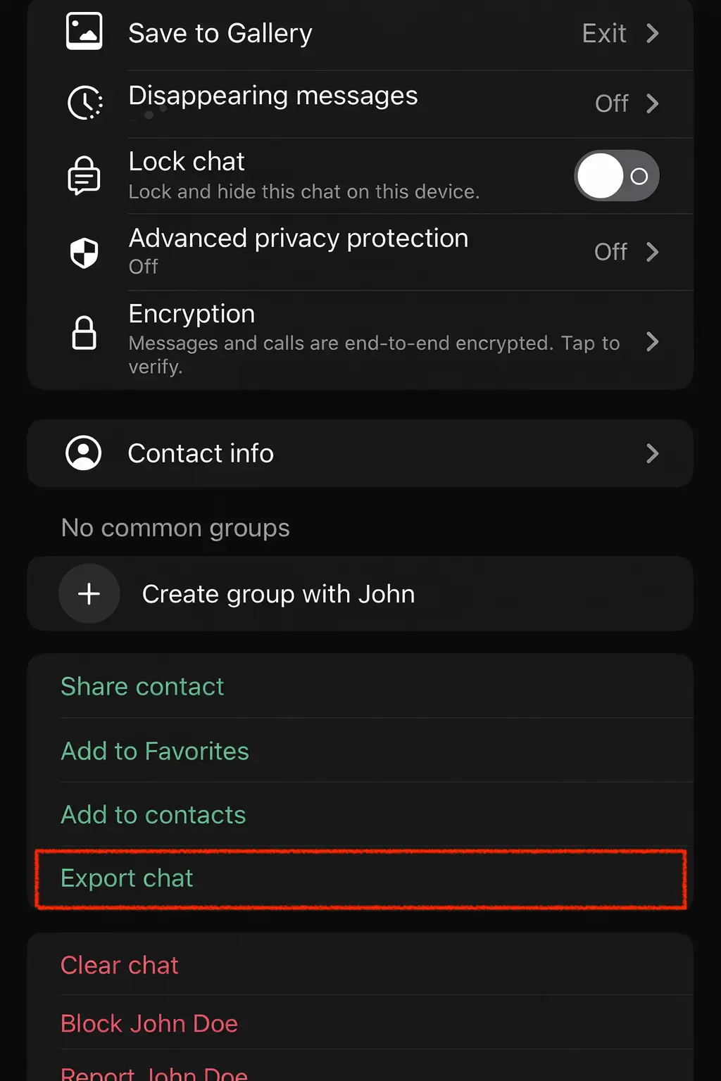 Export chat from WhatsApp